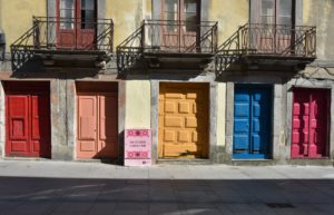 brightly colored doors